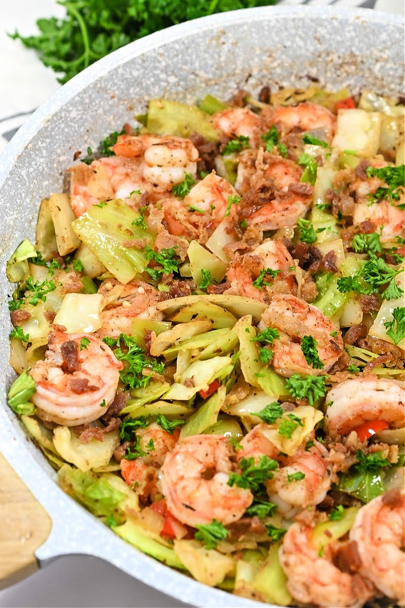 Keto Jerk Southern Fried Cabbage and Shrimp