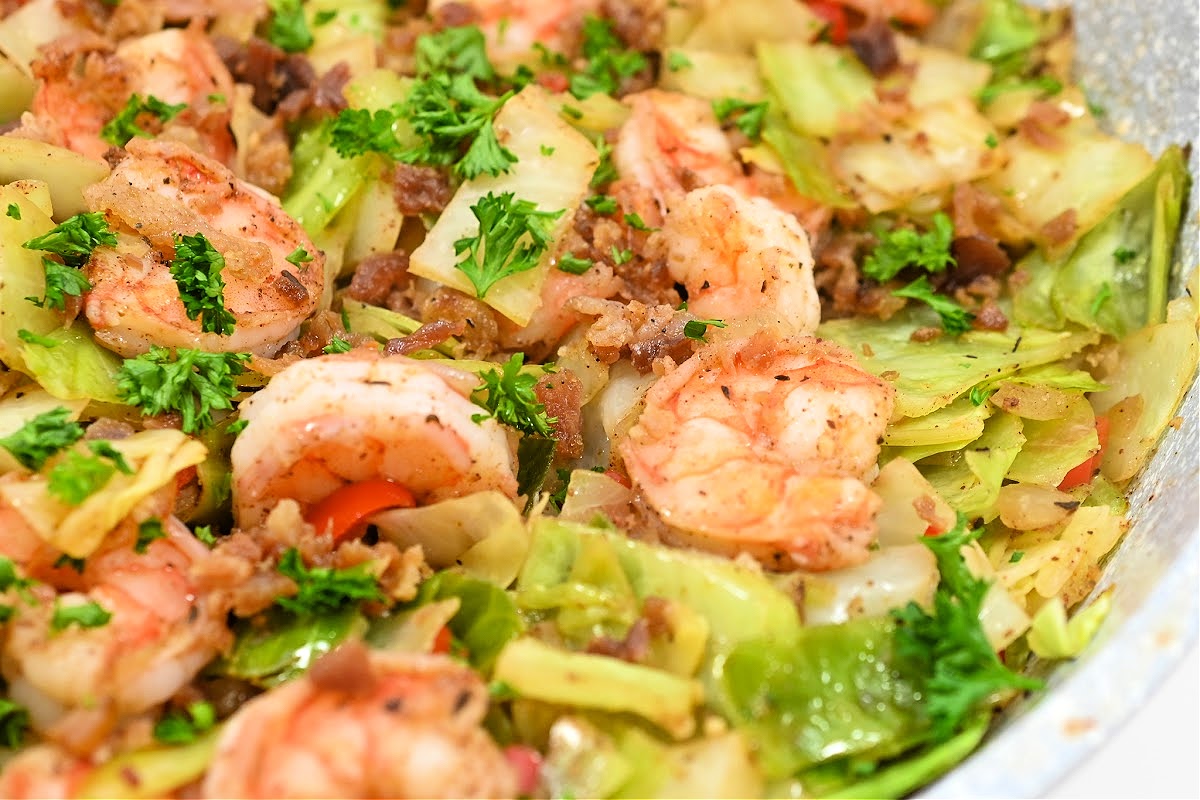 Keto Jerk Southern Fried Cabbage and Shrimp