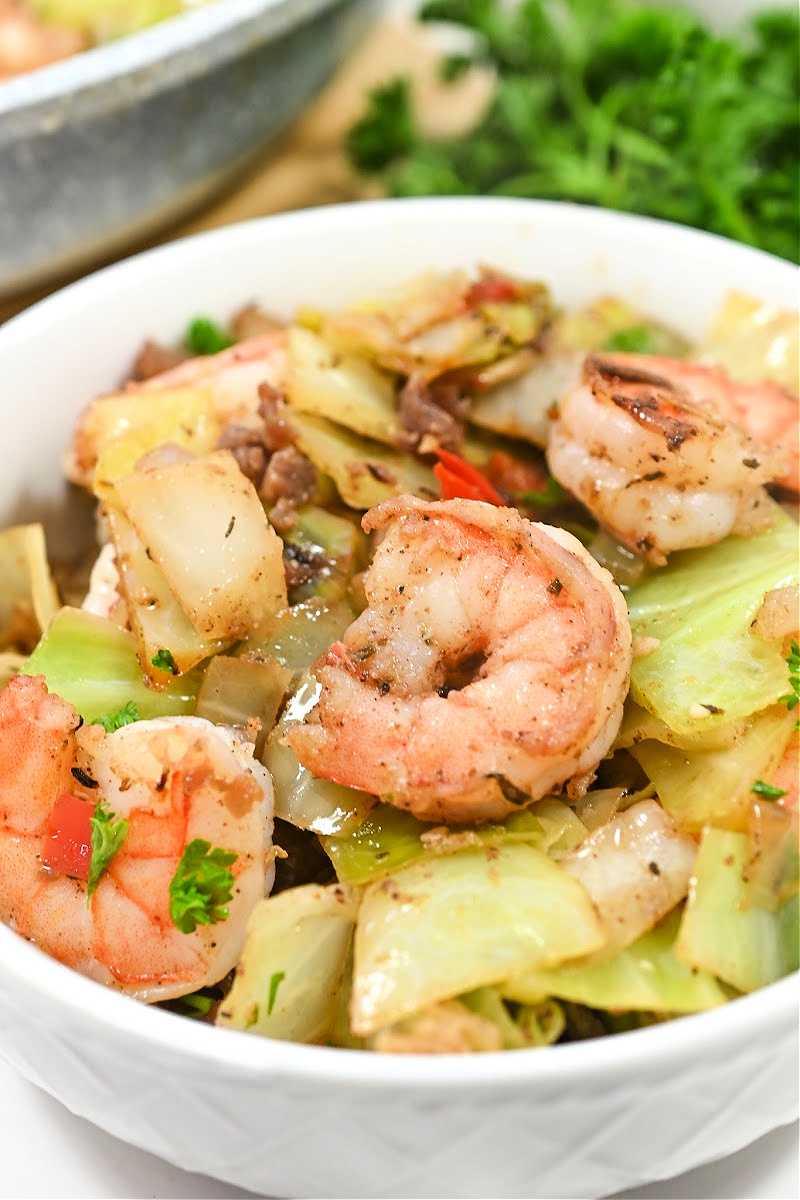 Keto Jerk Southern Fried Cabbage and Shrimp