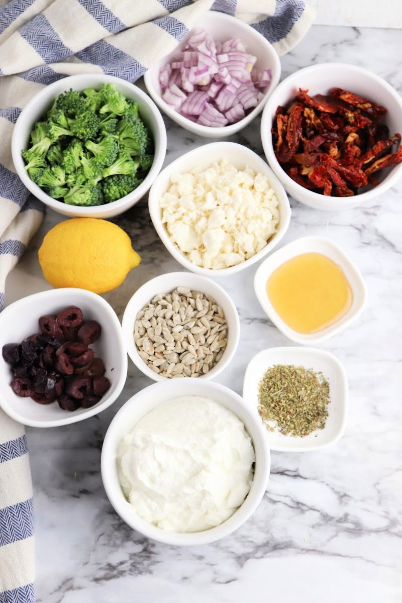 Low Carb Greek Broccoli Salad Ingredients