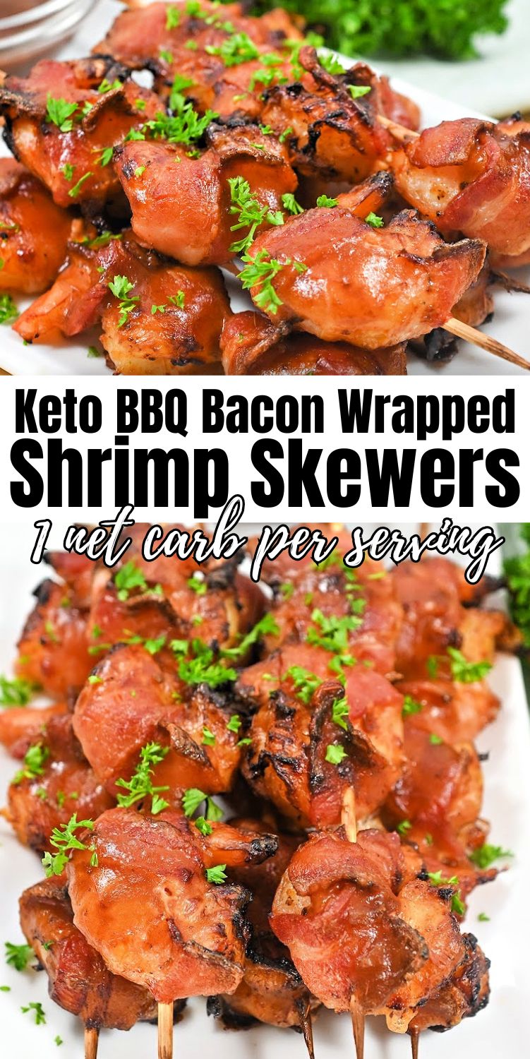 Keto Bacon Wrapped Shrimp Skewers