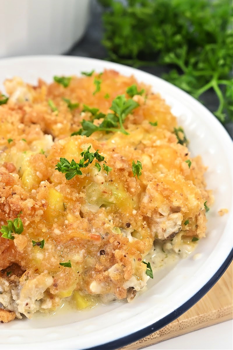 Low Carb Creamy Chicken and Summer Squash Casserole