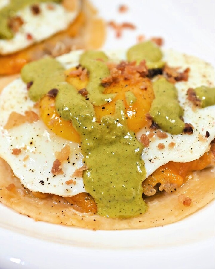 Keto Bacon Egg Sausage and Cheese Smash Tacos