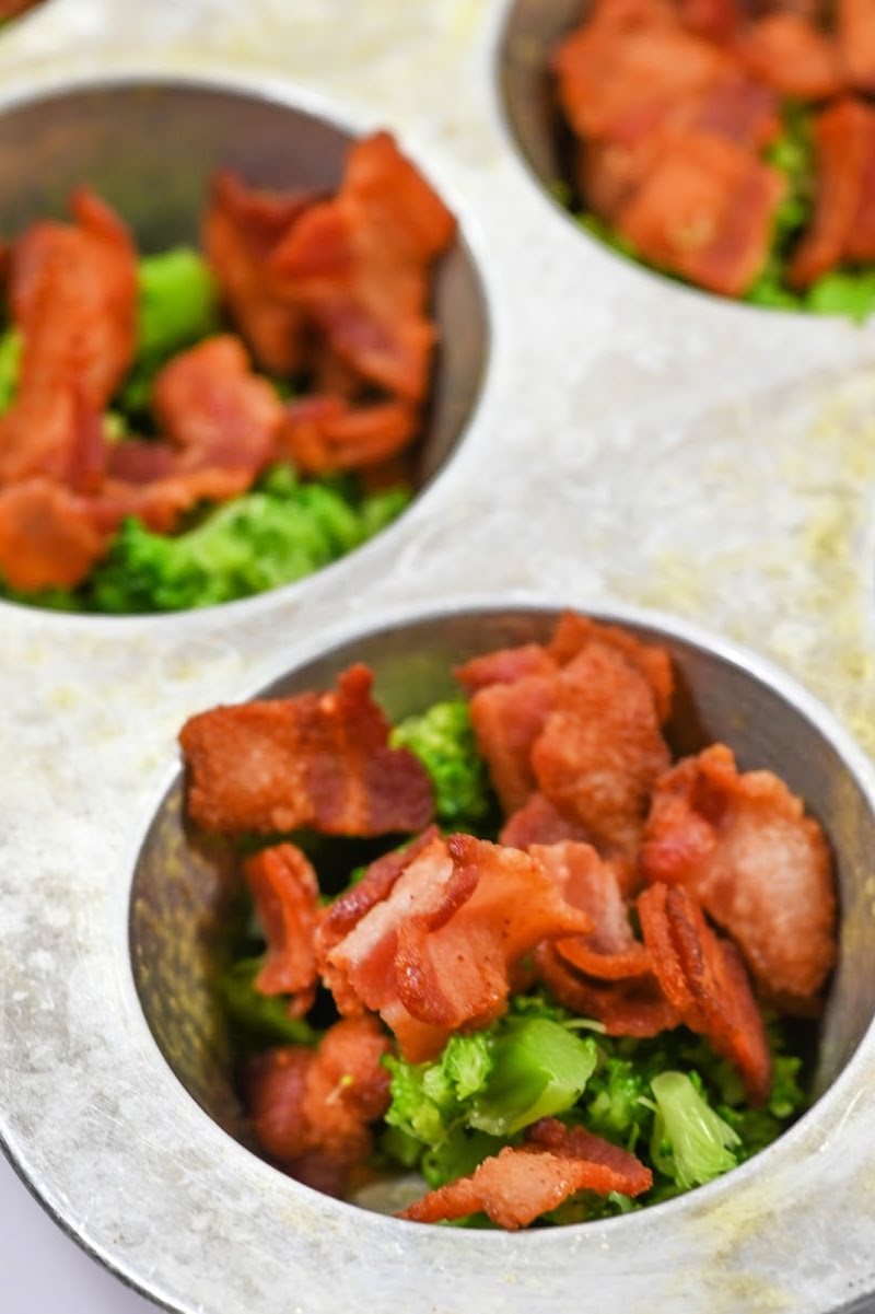 Bacon and Broccoli in a muffin tin