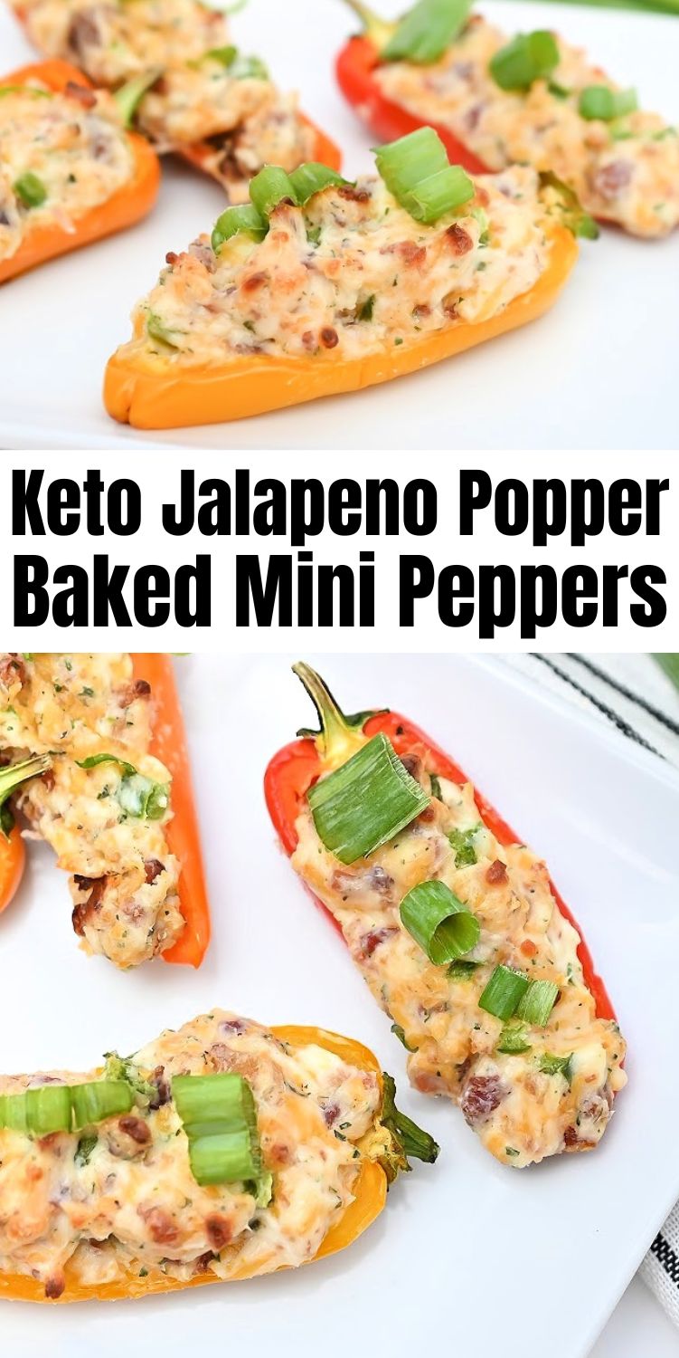Keto Jalapeno Popper Baked Mini Sweet Peppers