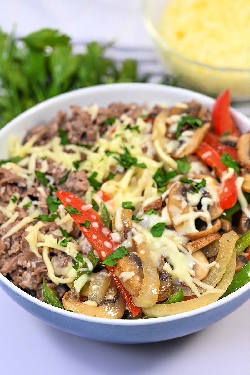Keto Protein Philly Cheesesteak Bowls