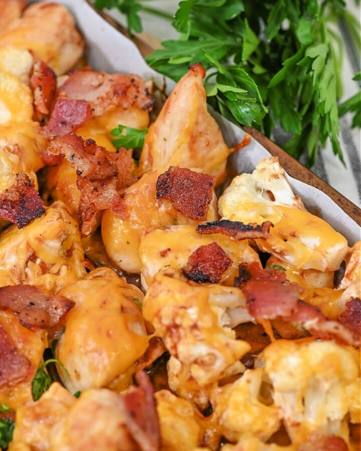 Keto BBQ Bacon Chicken Ranch Sheet Pan