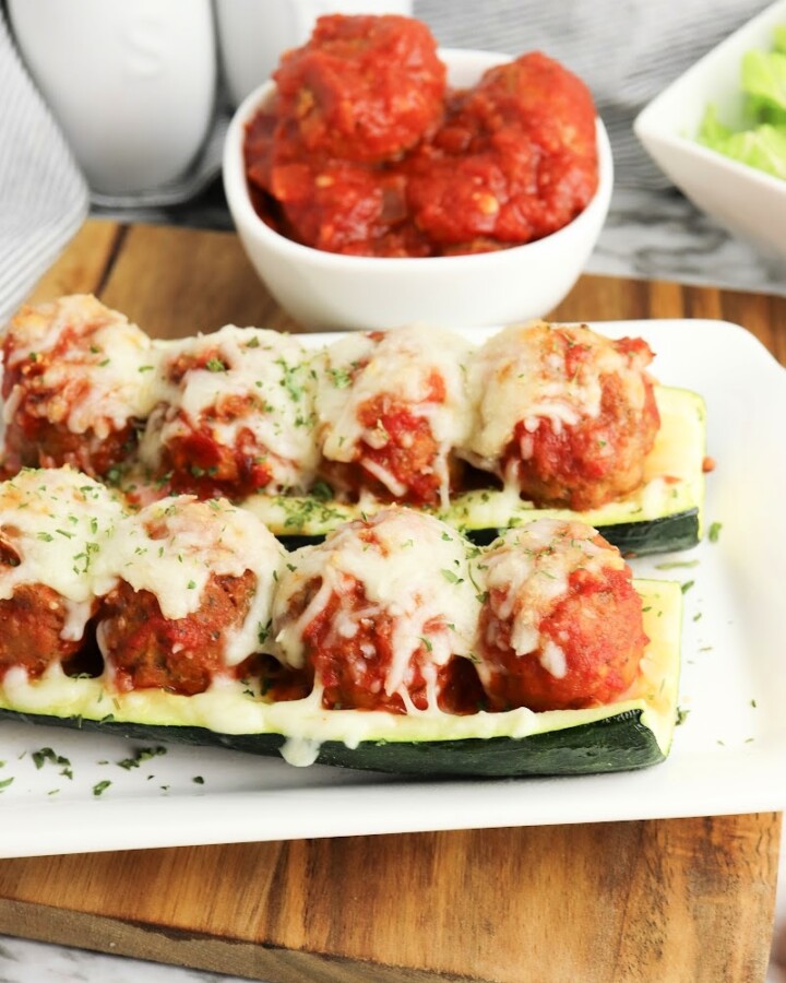 Low-Carb Meatball Zucchini Boats