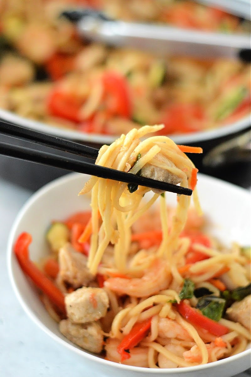 Keto Shrimp and Pork Thai Drunken Noodles