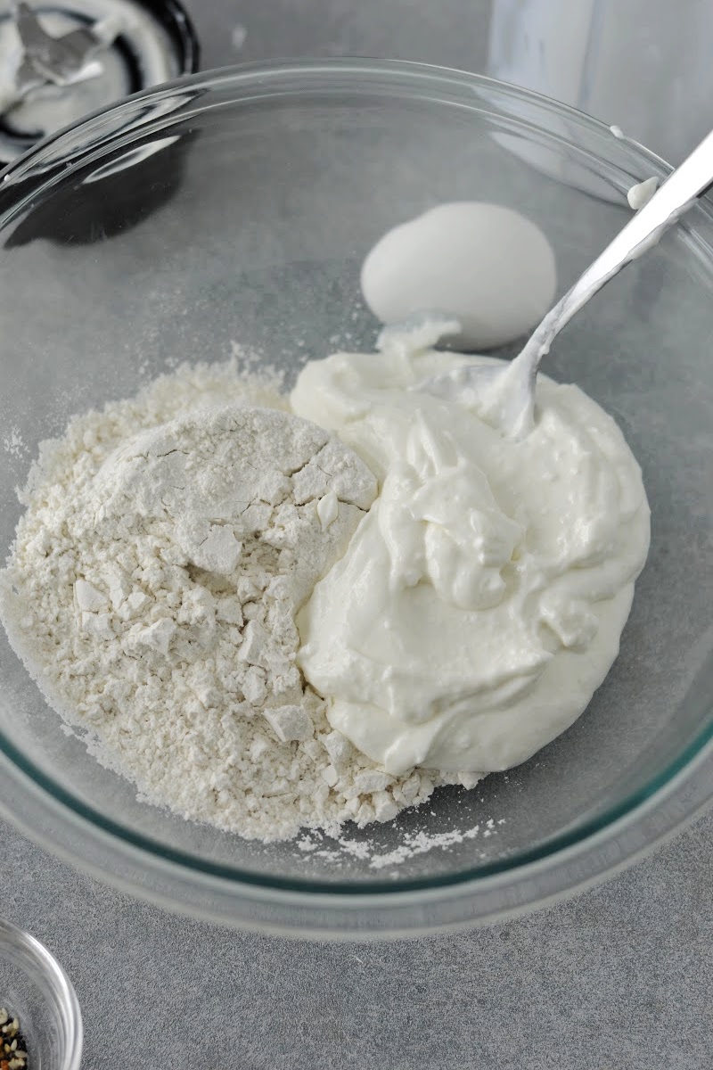 Adding cottage cheese to the flour