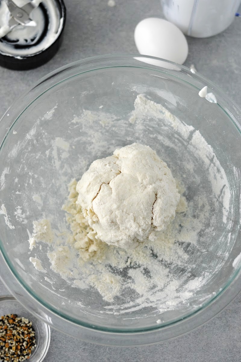 Mixing the bagel dough