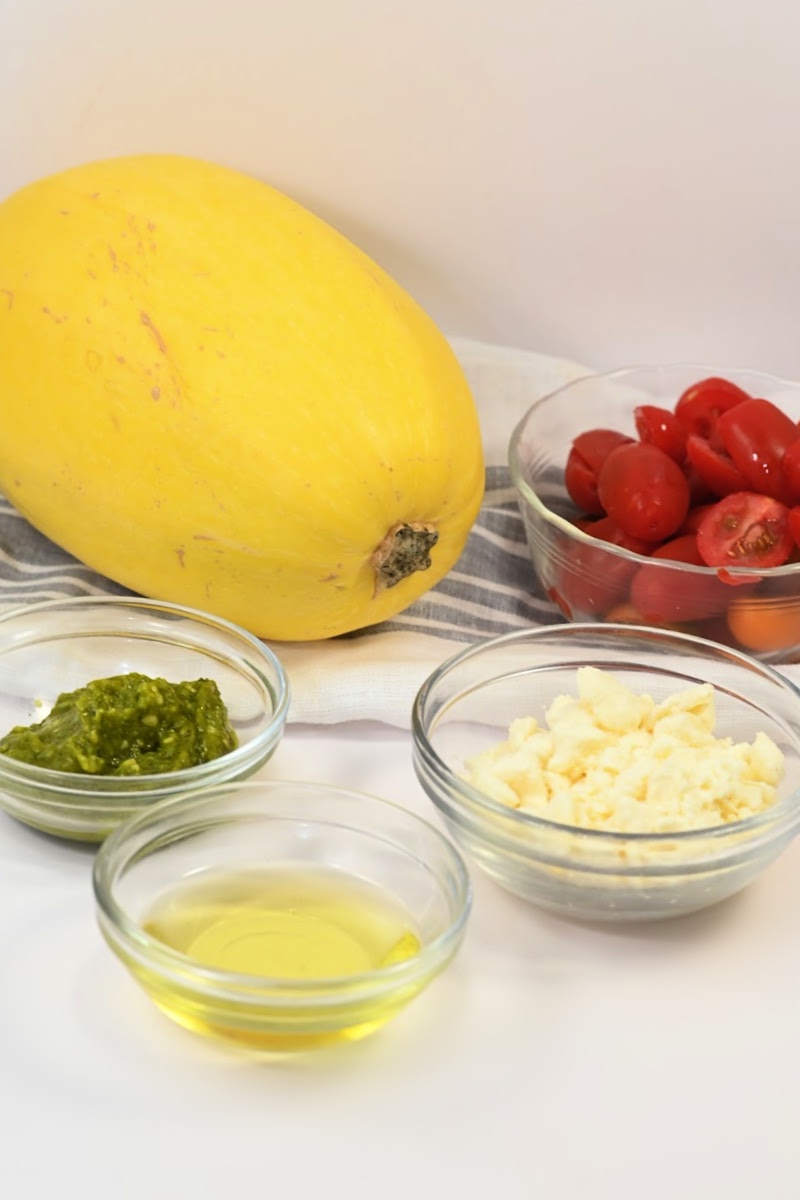 Low Carb Feta and Tomato Stuffed Spaghetti Squash