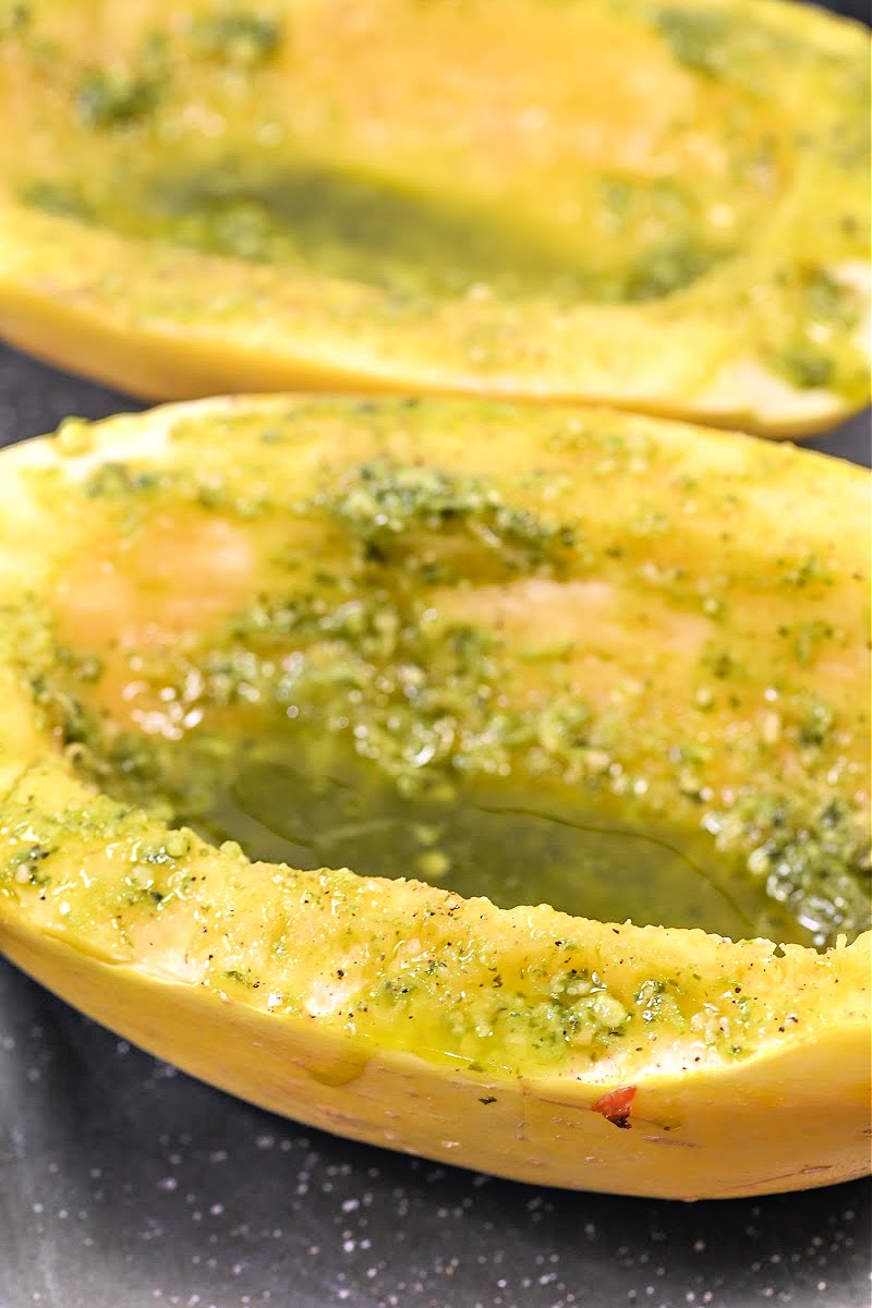 Low Carb Feta and Tomato Stuffed Spaghetti Squash