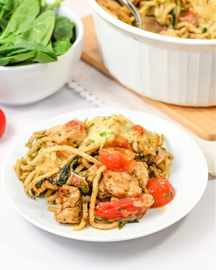 Keto Pesto Chicken Pasta Bake
