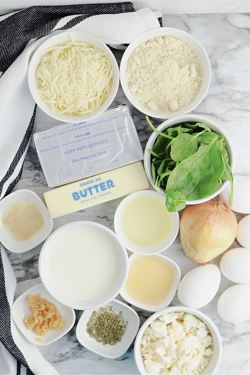 Keto Spinach Feta Quiche Ingredients