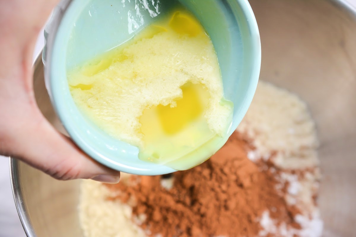 Adding melted butter