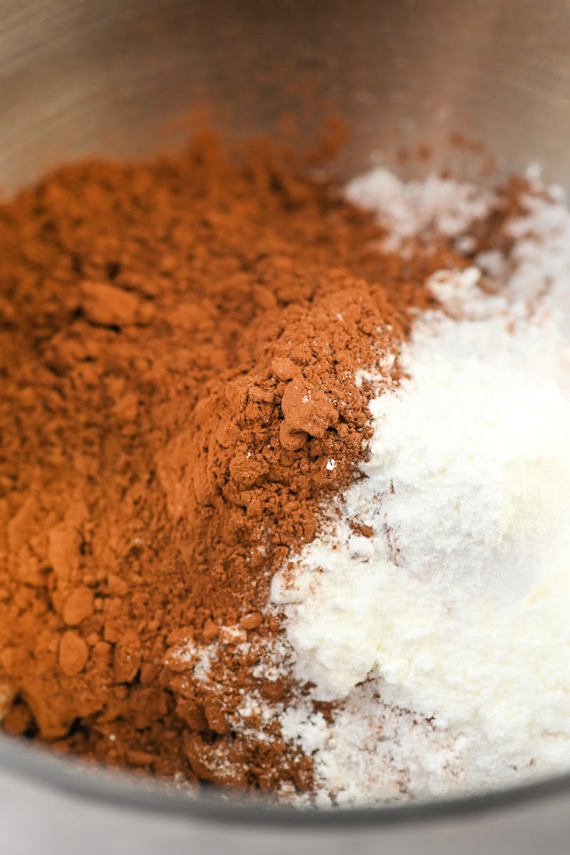 Mixing dry ingredients for keto ding dongs