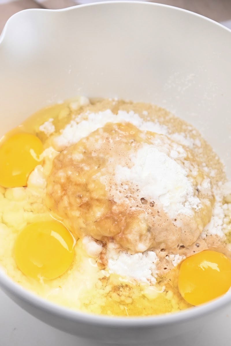 Mixing the ingredients for the batter