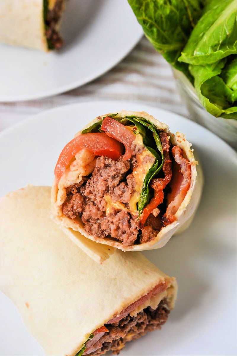 Keto Bacon Cheeseburger Burritos