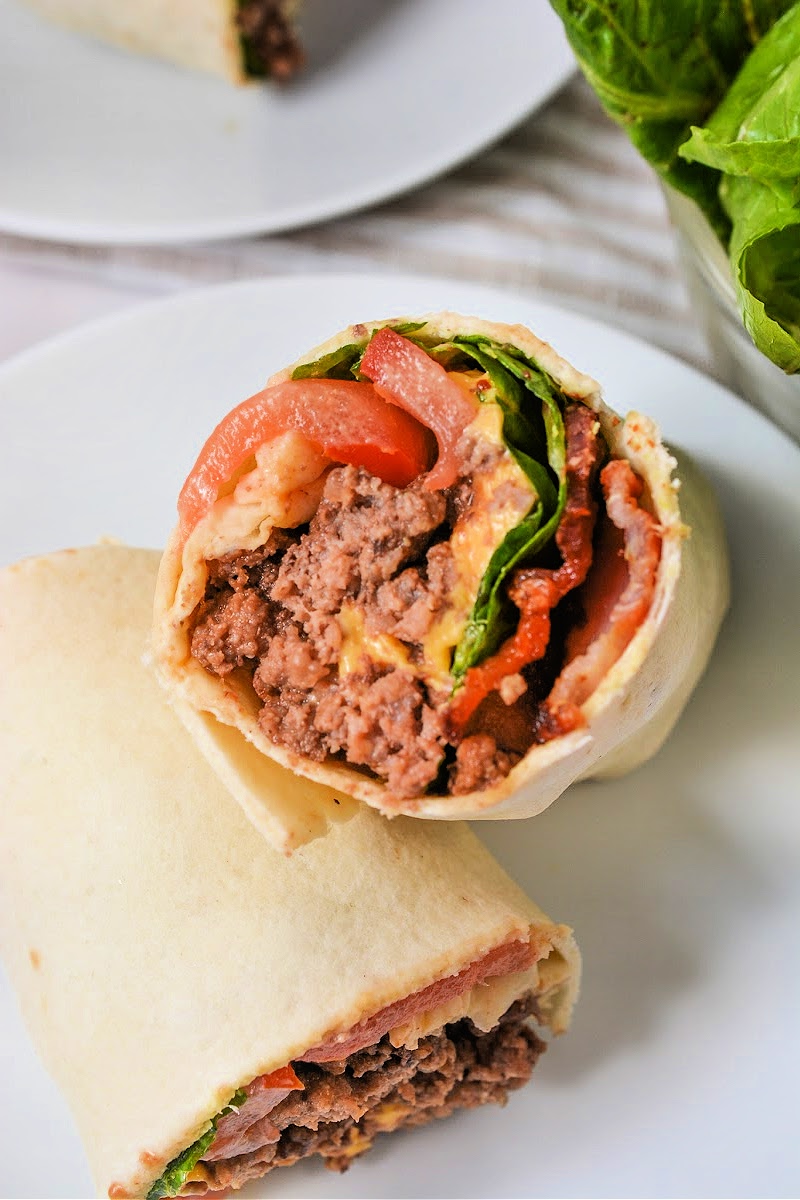 Keto Bacon Cheeseburger Burritos