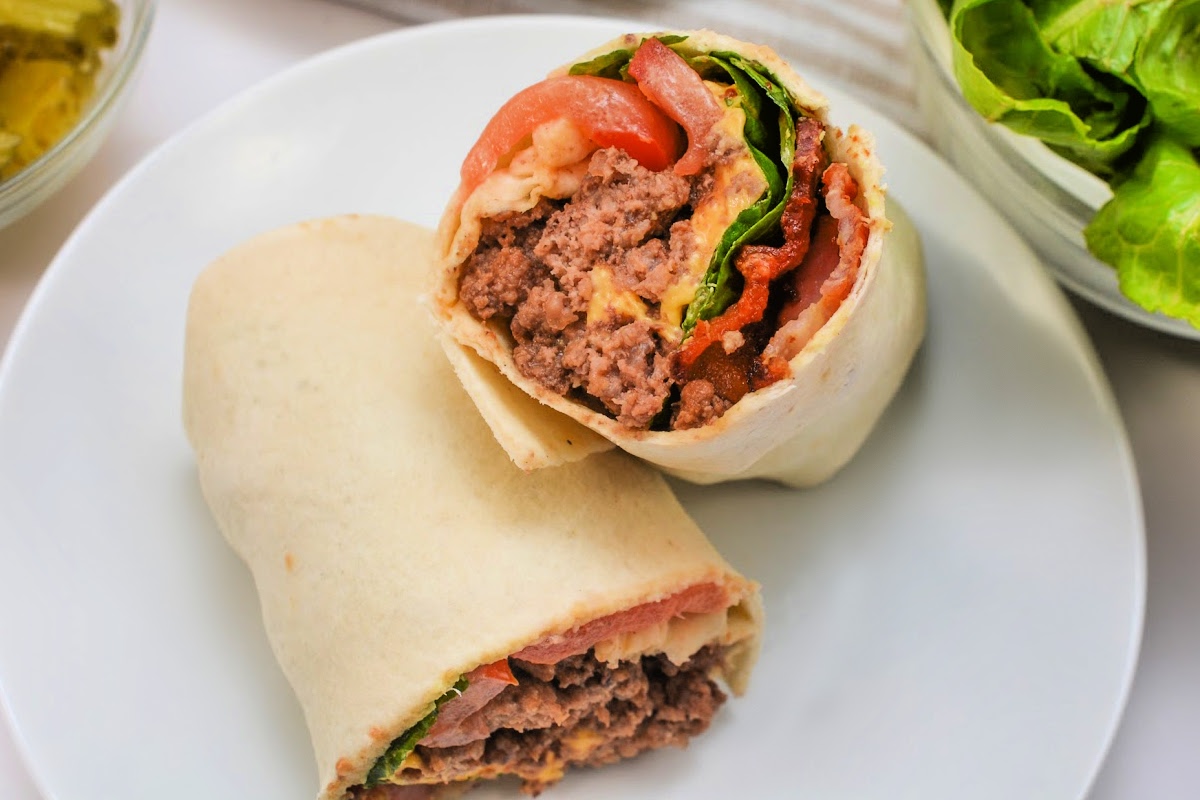 Keto Bacon Cheeseburger Burritos