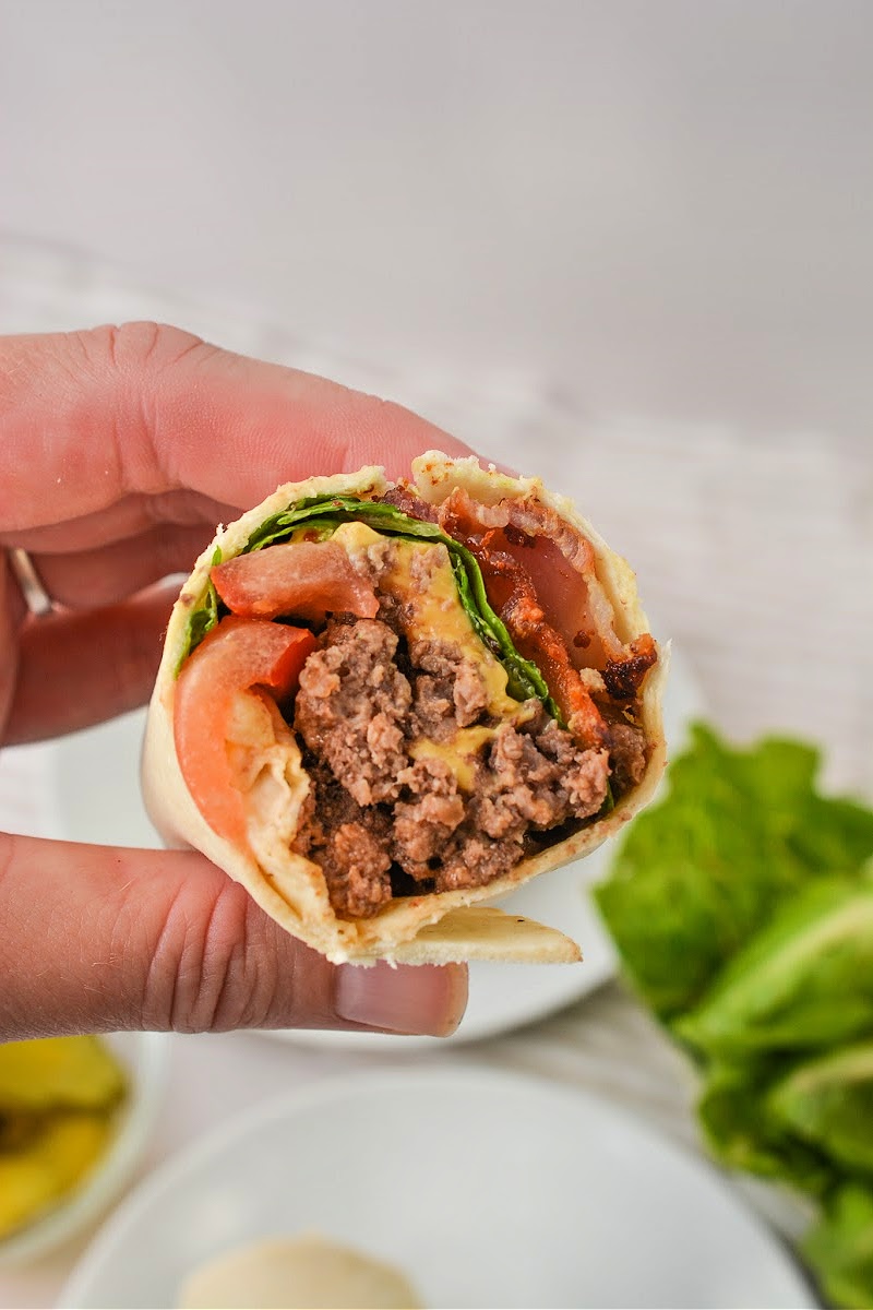 Keto Bacon Cheeseburger Burritos