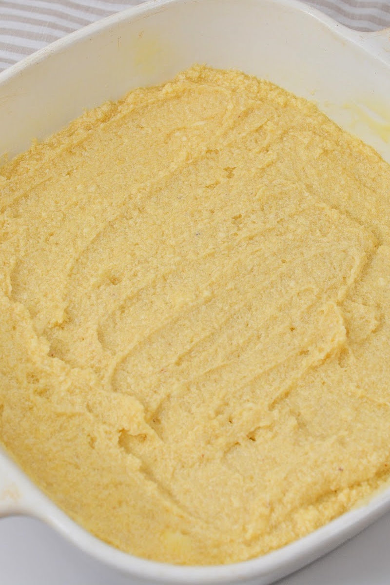 Spreading batter in the baking dish
