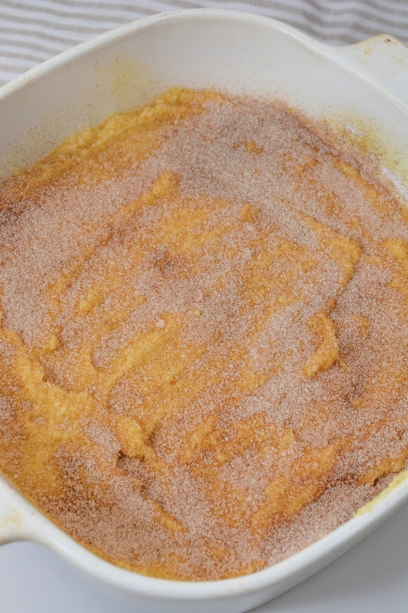Adding cinnamon sugar on top