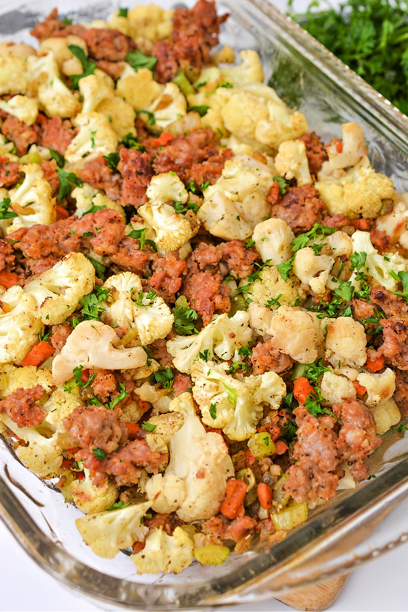 Keto Cauliflower Stuffing With Sausage