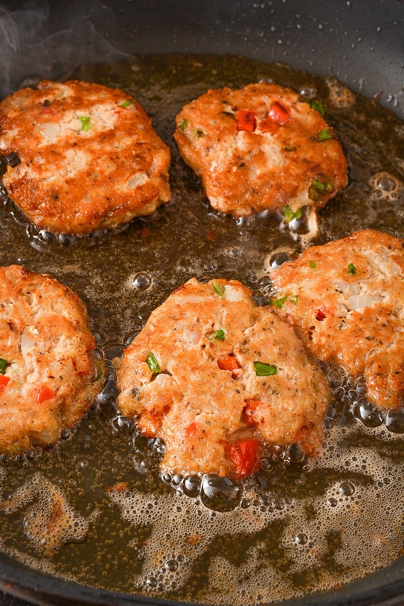 Frying the patties in a skillet