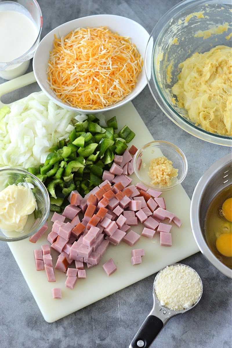 Low Carb Ham and Cheese Bubble Up Bake Ingredients