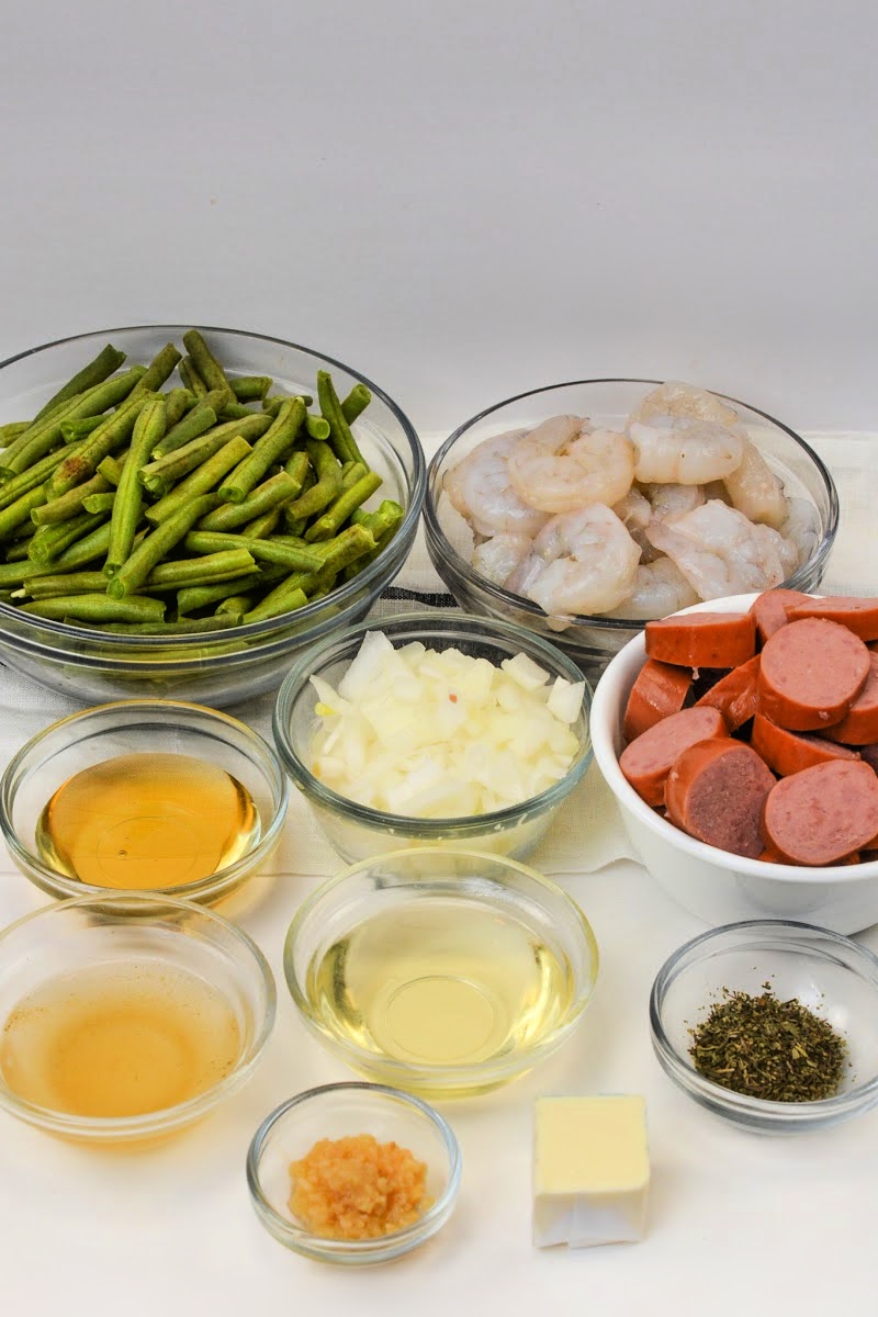 Low Carb Honey Garlic Shrimp and Sausage Ingredients