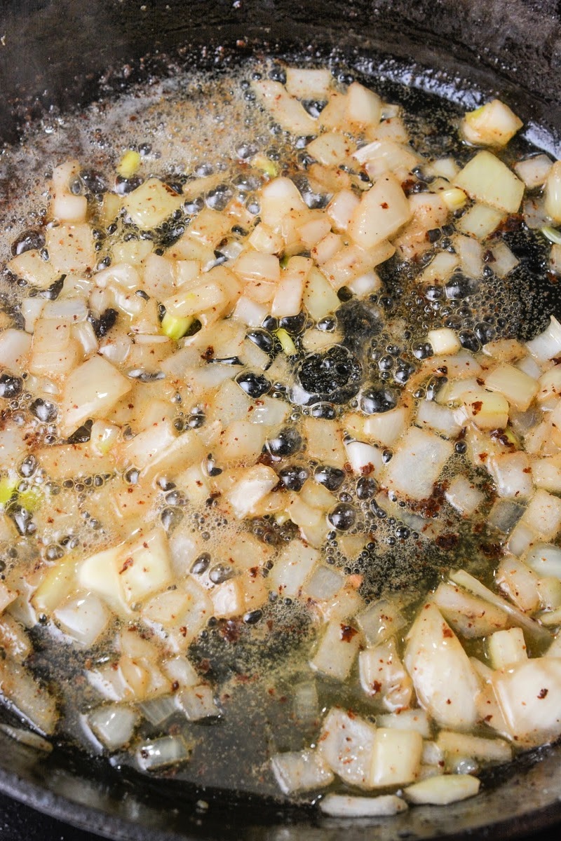 Cooking diced onions