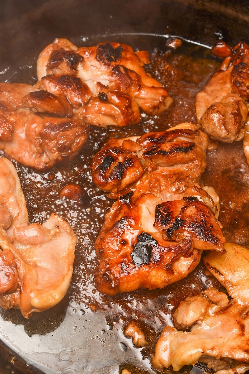 Frying chicken thighs