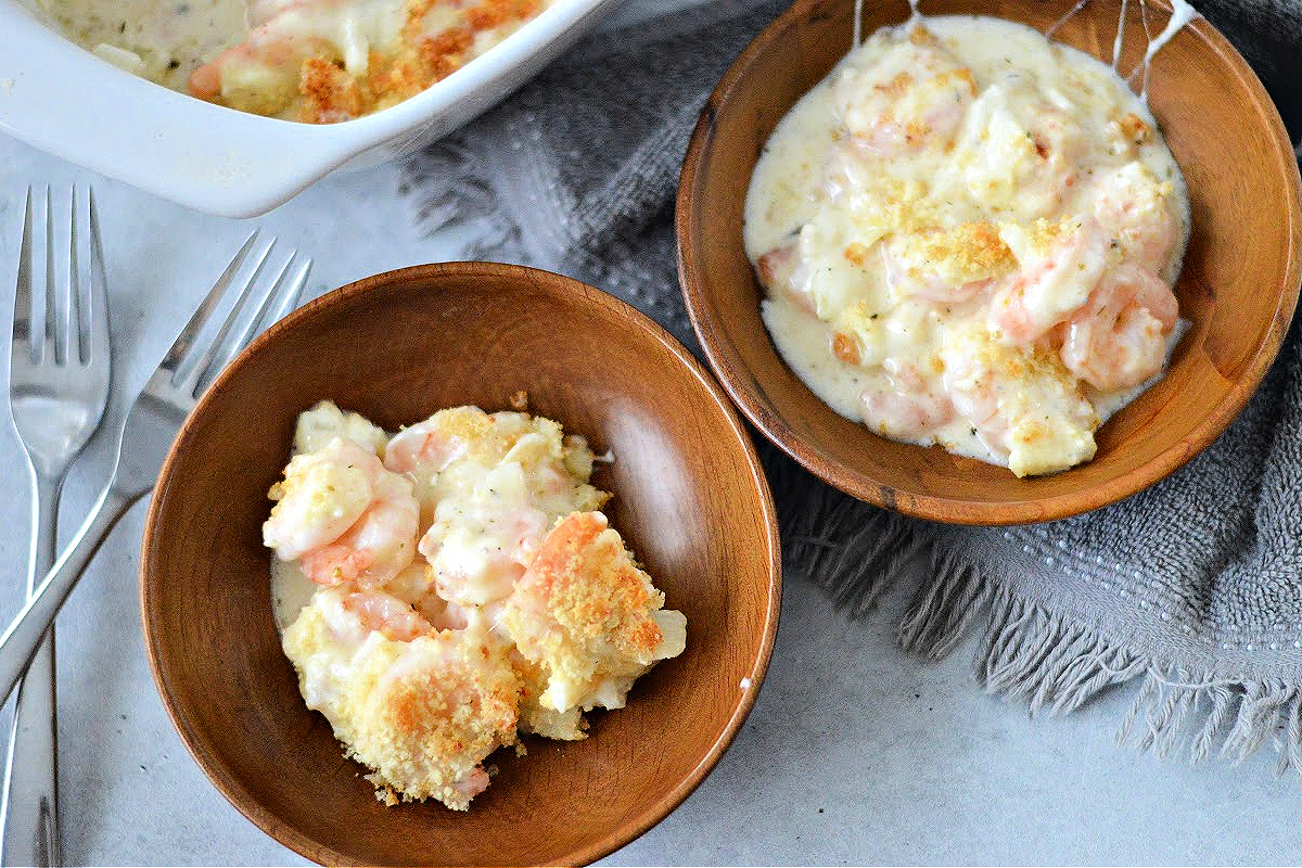 Keto Garlic Shrimp Au Gratin