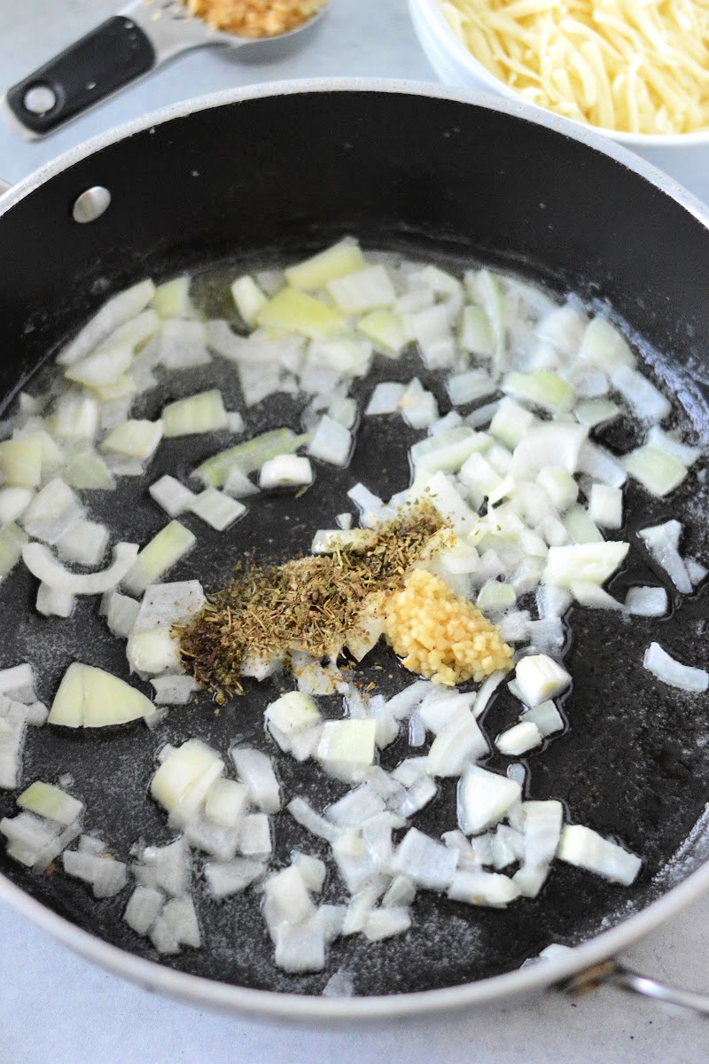 Sauteeing the garlic and onions