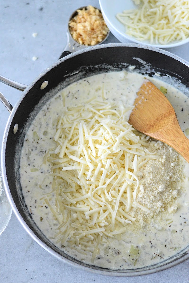 Melting cheese in the skillet