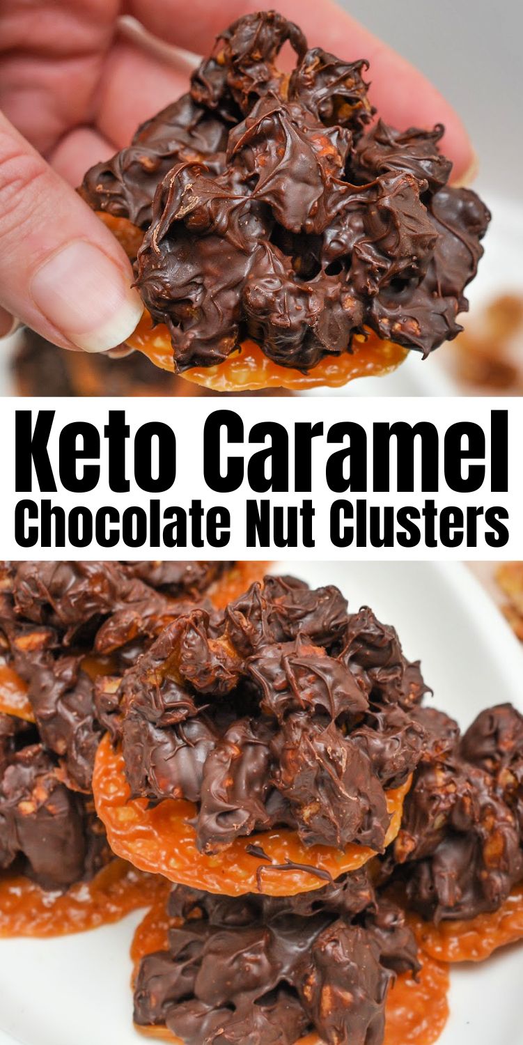Keto Chocolate Caramel Nut Clusters