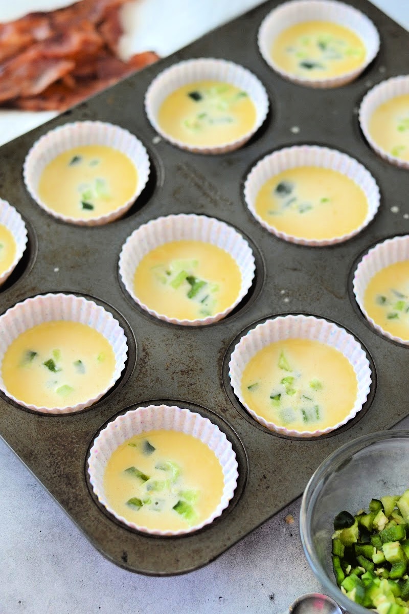 Raw Egg Batter in a muffin tin