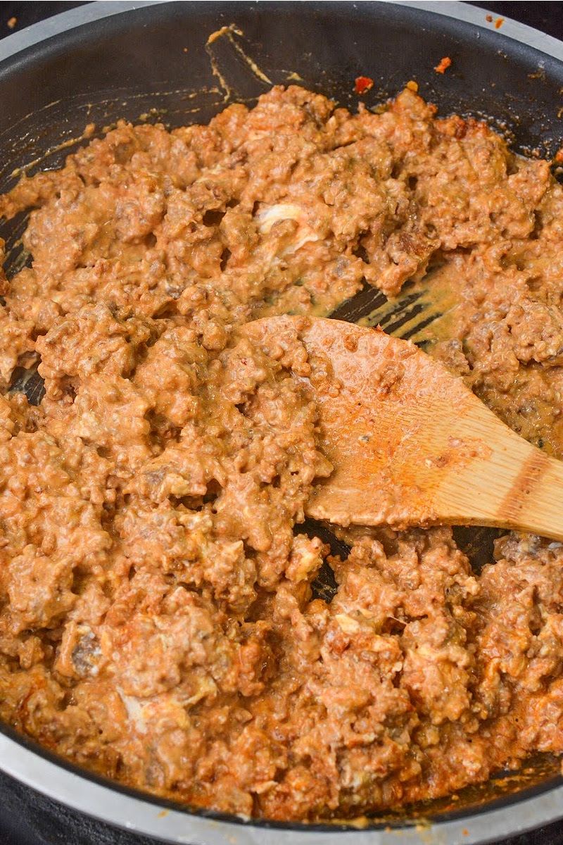 Making the Keto Sausage and Chorizo Dip