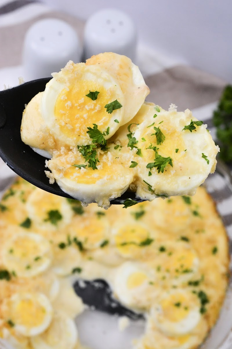 Keto Hard Boiled Egg Au Gratin