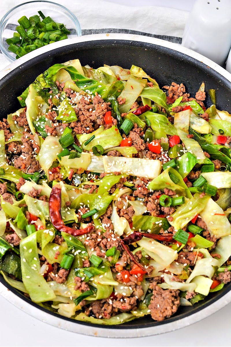 Keto Mongolian Ground Beef and Cabbage