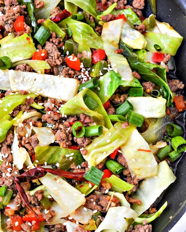 Keto Mongolian Ground Beef and Cabbage