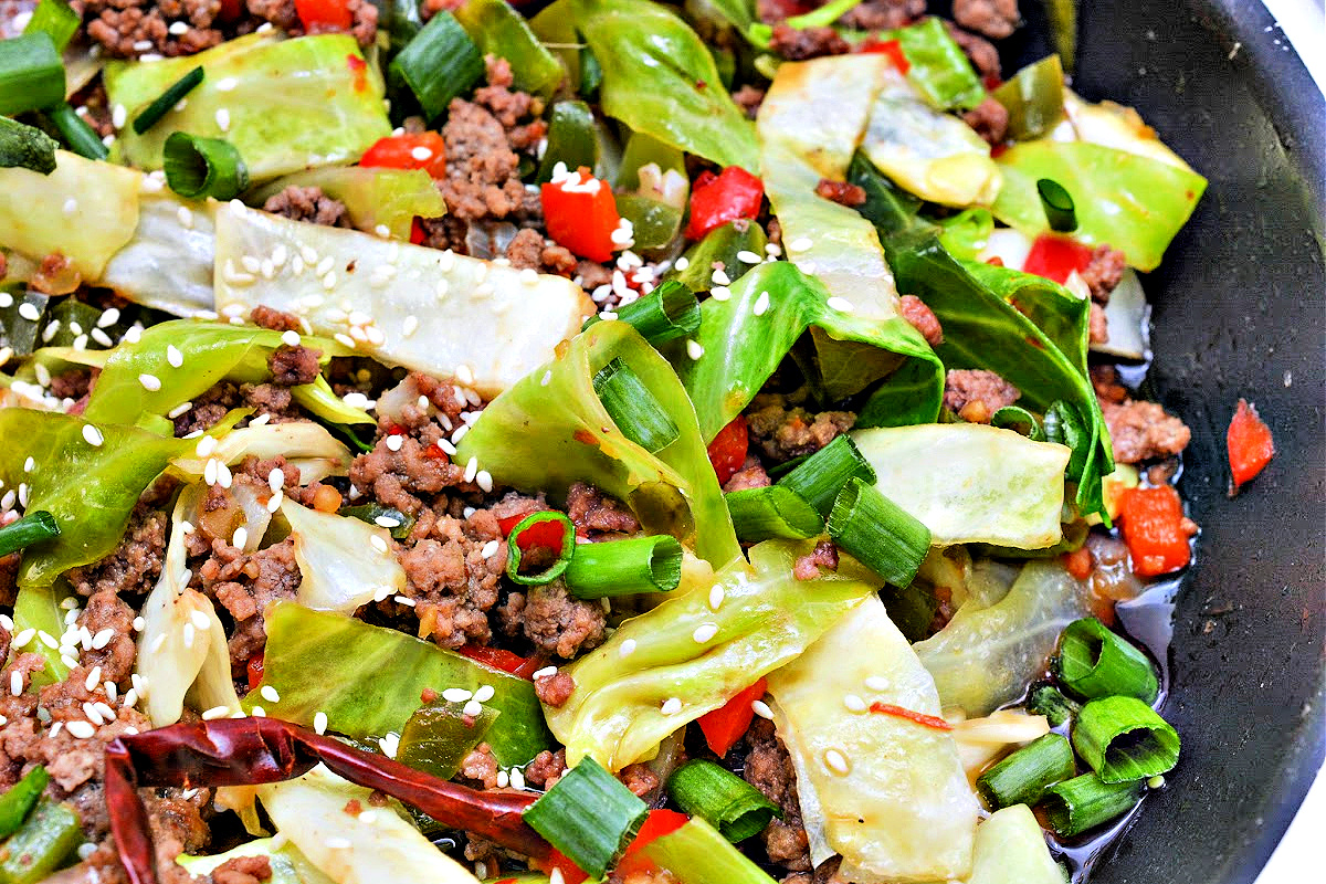 Keto Mongolian Ground Beef and Cabbage