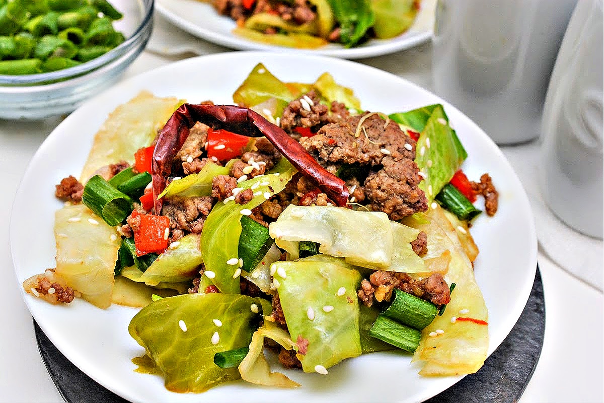 Keto Mongolian Ground Beef and Cabbage