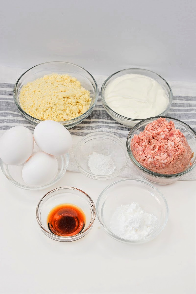 Low Carb Healthy Cottage Cheese Pancakes with Sausage Ingredients