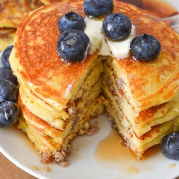 Low Carb Healthy Cottage Cheese Pancakes with Sausage