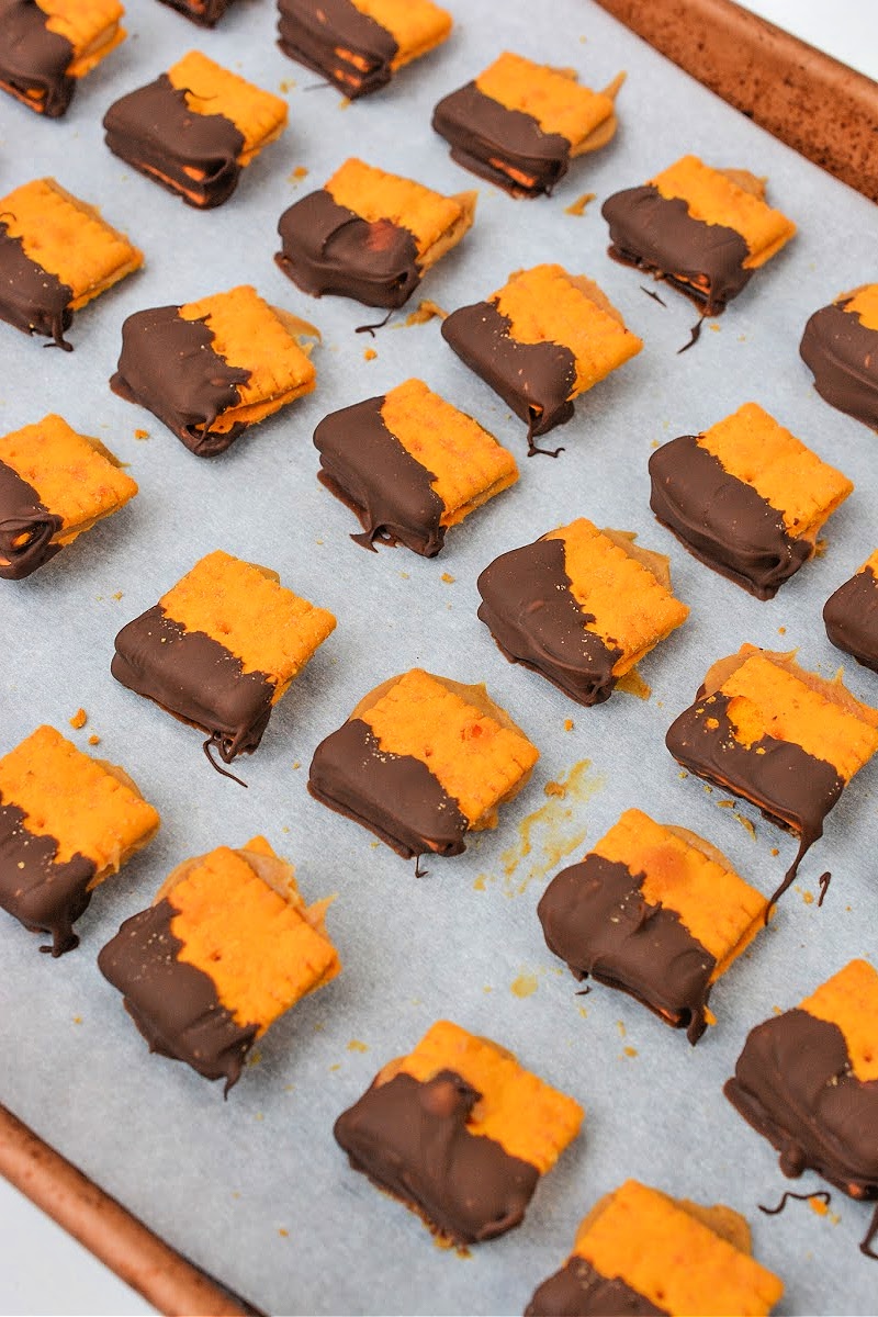 Keto Cheez It Peanut Butter and Chocolate Bites