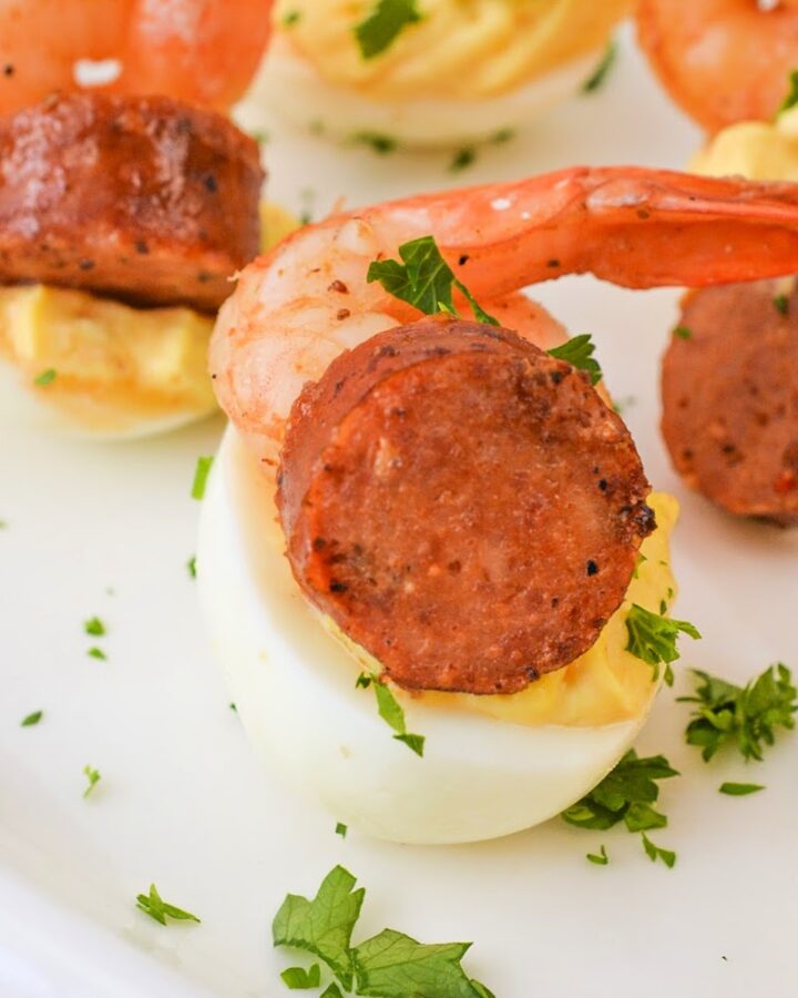 Keto Seafood Boil Deviled Eggs