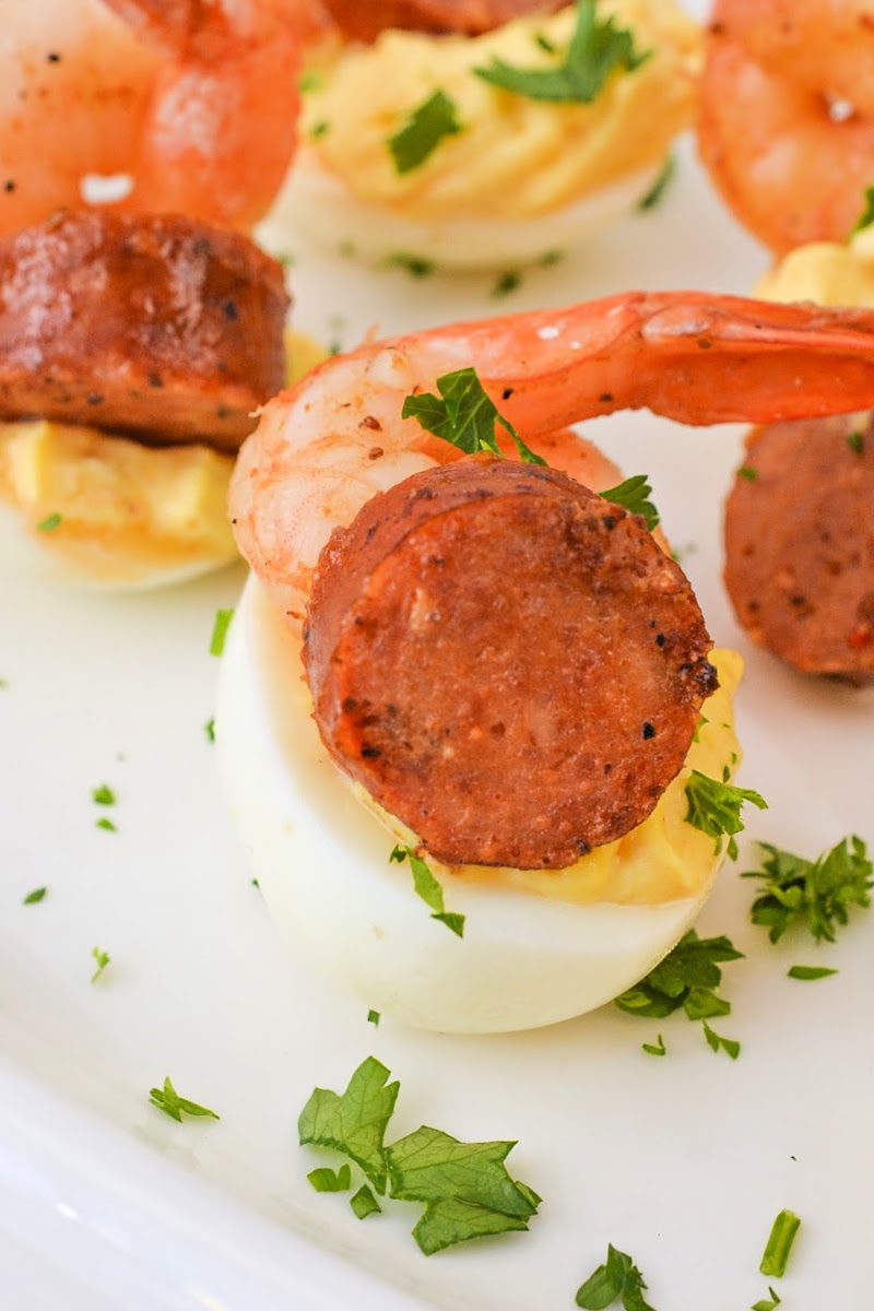 Keto Seafood Boil Deviled Eggs